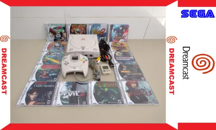 Dreamcast Super Conservado Com 12 Jogos E Memory Card Vmu