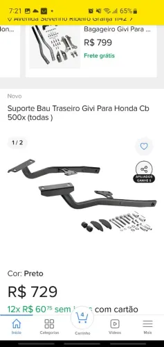 Suporte de baú givi CB500X 