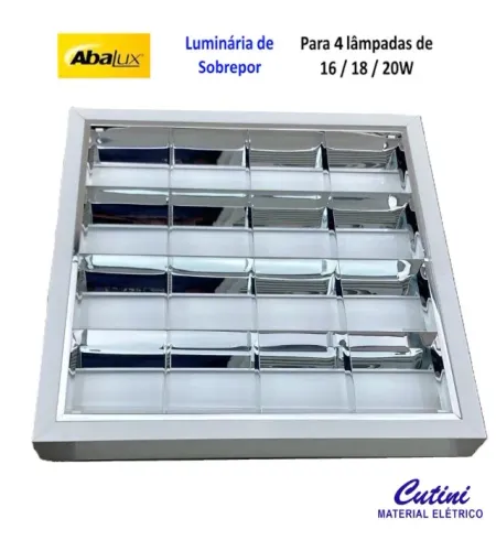 Luminária de Sobrepor com Aletas para 4 lâmpadas de 20W - A05 - Branca - Abalux