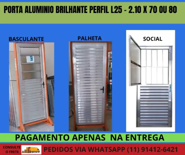 porta de aluminio linha prisma L25 COD 82m