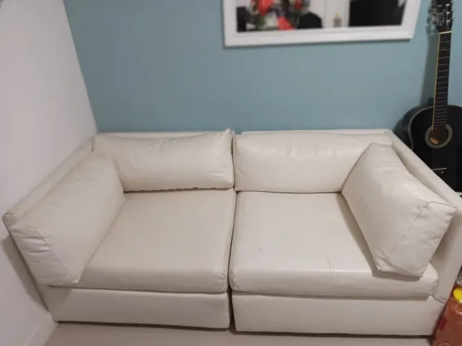 Sofá branco couro legítimo 