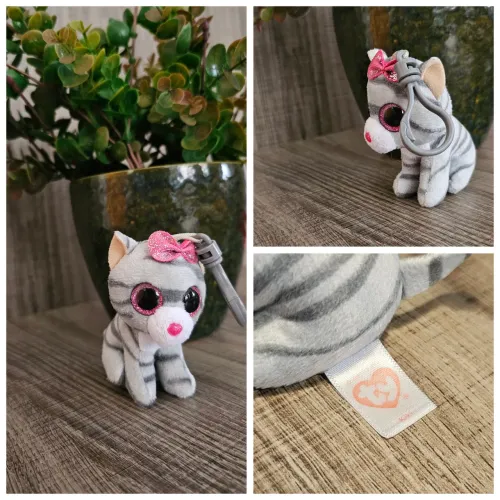 Lindo chaveiro!! TY Beanie Boos Gato listrado original com etiqueta.