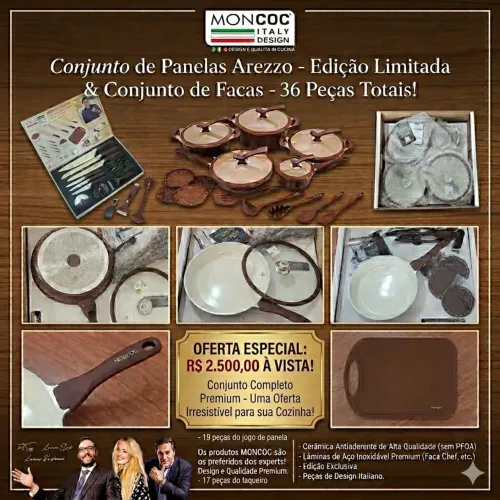 Jogo de Panelas Moncoc + Conjunto de Facas Swiss Design
