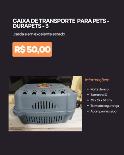 Durapets - Número 3 - Caixa de Transporte para Pets 