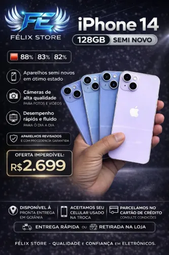 iPhone 14 128GB Semi Novo Bateria 88% 83% 82% Aceito Troca
