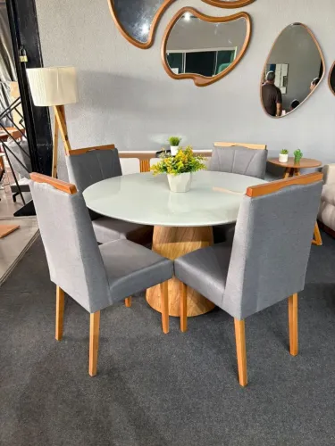 MESA CRETA C/ 4 CADEIRAS JK EM MADEIRA EM 12X SEM JUROS 