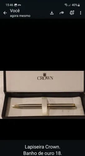 Lapiseira CROWN banhada ouro 18 com caixa