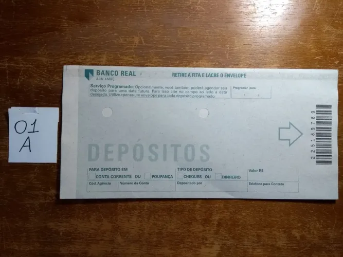 Envelope de Depósitos do Antigo Banco Real (valor por unitário)