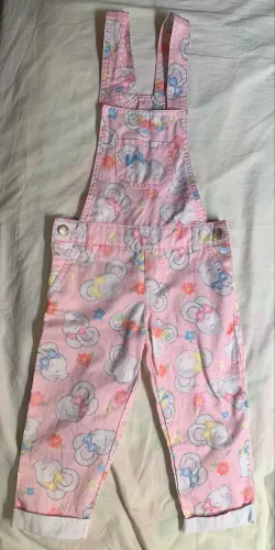 Jardineira Infantil Rosa Ratinhos Fofos - Mon Sucré - Estilo Retrô (Tamanho 4/5)
