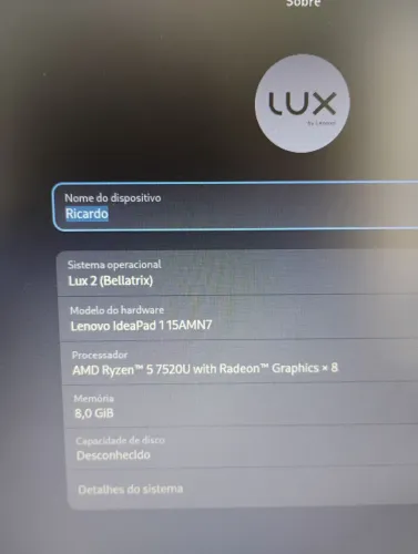 Notebook Lenovo 8gb NOVO