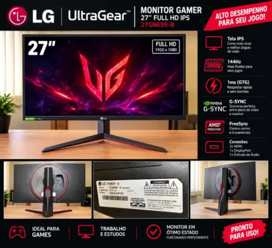 Monitor Gamer LG UltraGear 27? Full HD IPS 144Hz - 1ms
