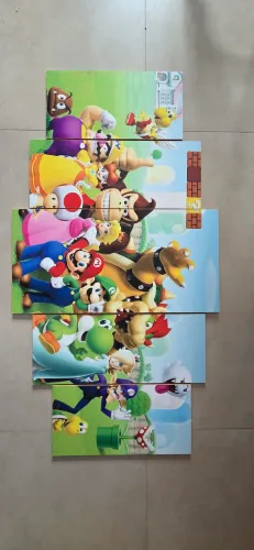Quadro Nintendo Mário 5 partes