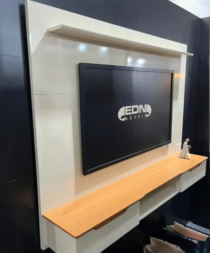 Painel Sala Cedro Line 160 Off White e Cedro