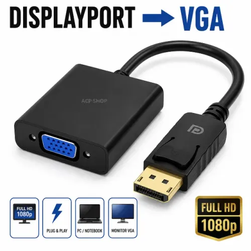 Adaptador Displayport para Vga Para Monitores Projetor Tv Com Vga