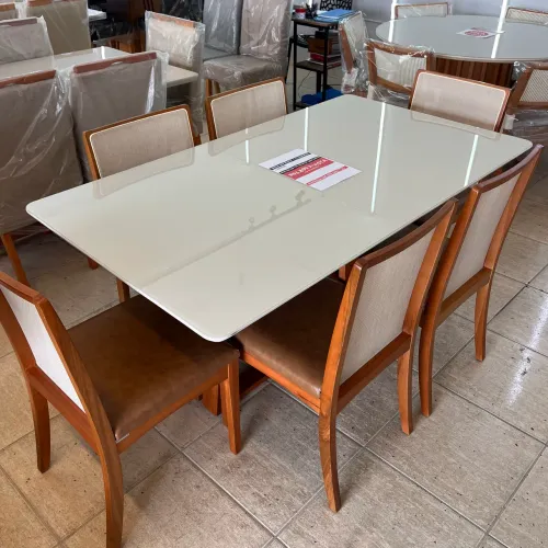 Mesa 1,60x0,90 + 6 cadeiras tela (Novo)