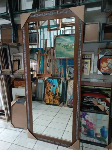 Espelho Grande Luxo Moldura Madeira de Verdade