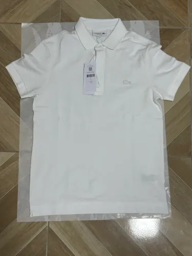 Camiseta Lacoste Polo Regular Fit Paris Piqué Stretch Branca
