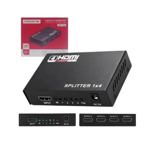 Splitter Divisor Hdmi 1 Entrada e 4 Saídas Tomate