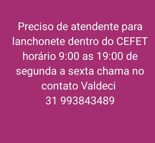 Vaga de atendente de lanchonete