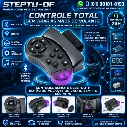 Controle Remoto Bluetooth Botão Do Volante Do Carro Sem Fio Arduino Automação COD-AP78