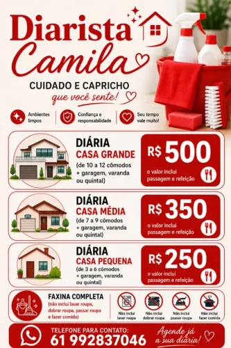 DIARISTA EM TAGUATINGA, ÁGUAS CLARAS, SAMAMBAIA E CEILÂNDIA