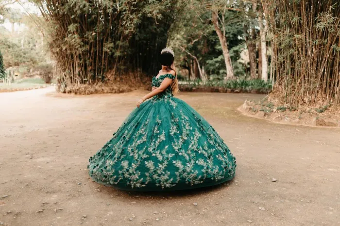 Vestido verde 15 anos usado uma vez