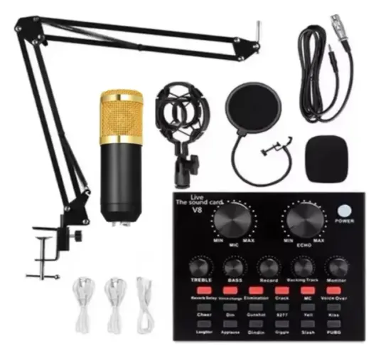 Kit Microfone Condensador Profissional Placa Bm80-v8