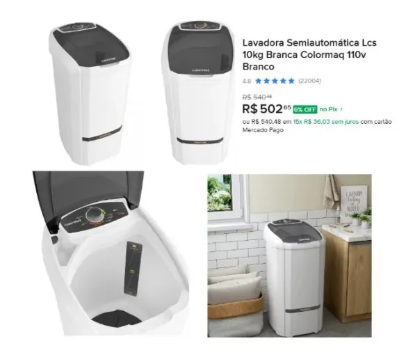 Lavadora Tanquinho Colormaq Semi Automática 10kg