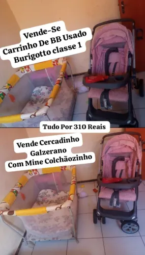 Vende_Se Um Carrinho De BB Burigotto Classe 1 e Um Cercadinho Galzerano