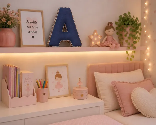 Almofada letra Personalizada em Tecido Decoração Quarto de Criança e 