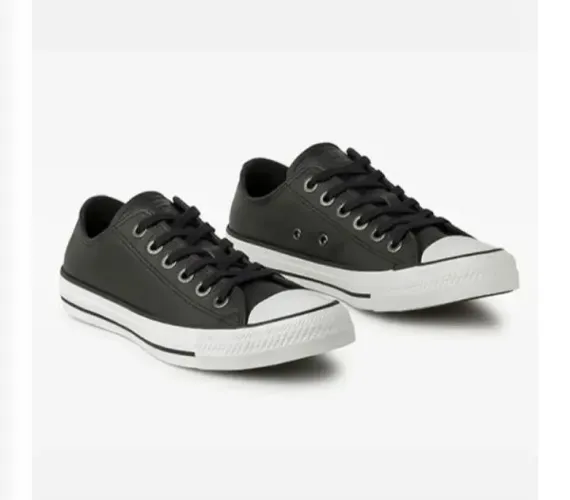 ALL star conversei preto em couro