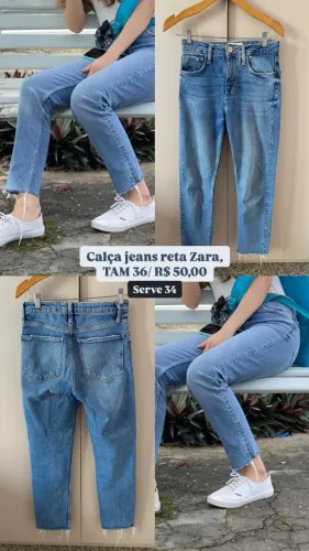 Calça jeans Zara, TAM 36 (Serve 34)