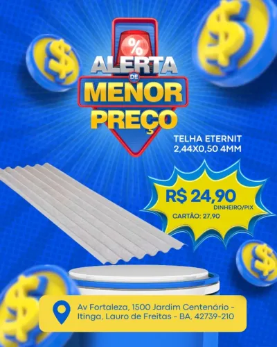 Telhas Eternit 2,44x0,50 e 1,83x1,10 em Oferta!!