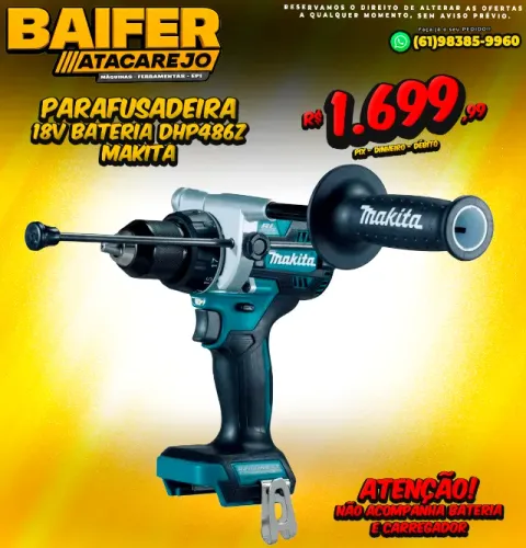 Parafusadeira a Bateria 18v Profissional Dhp486z Makita