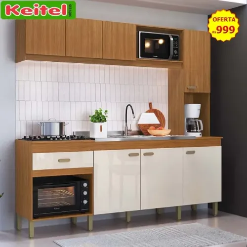 kit Cozinha Compacta Doha Freijó / Off White
