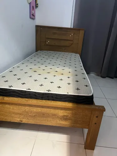 Cama de Solteiro em Madeira + Colchão Plumatex D-60 Ortopédico (Firme)