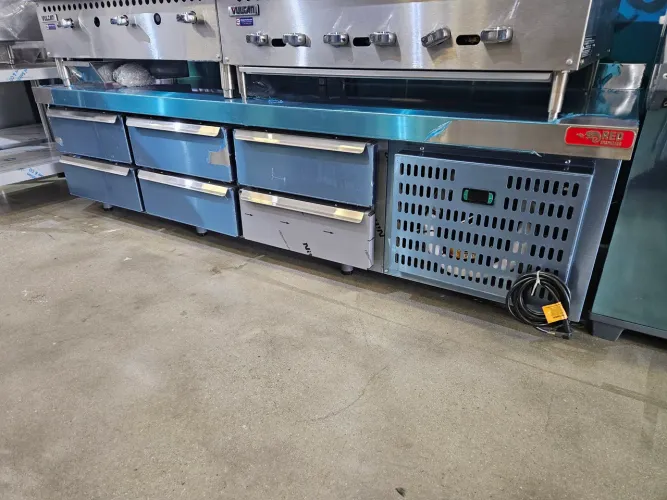 balcão refrigerado 6 gavetas total inox para hamburgueria - a pronta entrega 