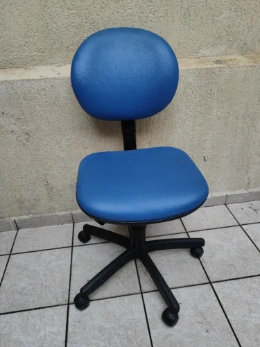 Cadeira Giratória de Computador Escritório Couro com Rodinhas Azul