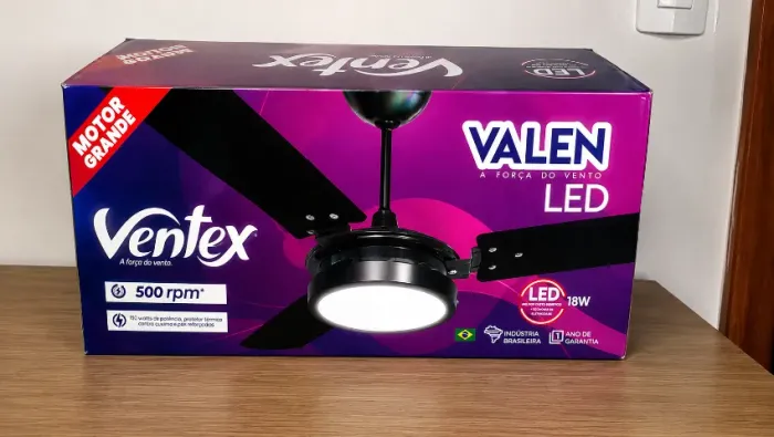 Vendo Ventilador de Teto Valen LED 127V 6500K Preto/Mogno - Novo Lacrado