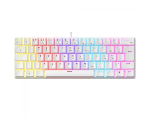 Teclado Mecânico Gamer Ninja Leap 60%, Switch Blue, Rainbow, ABNT2, Branco (Novo)