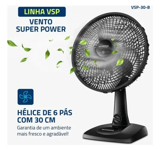 Ventilador de mesa mondial 30cm super Power 6ow Turbo