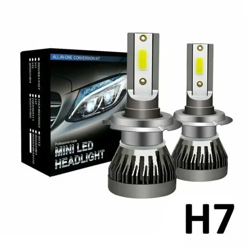 Kit Lâmpadas LED H7 Mini Super Branca 6500K Alta Potência Plug & Play Par