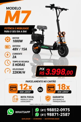 Scooter elétrica tipo patinete 1000w nova