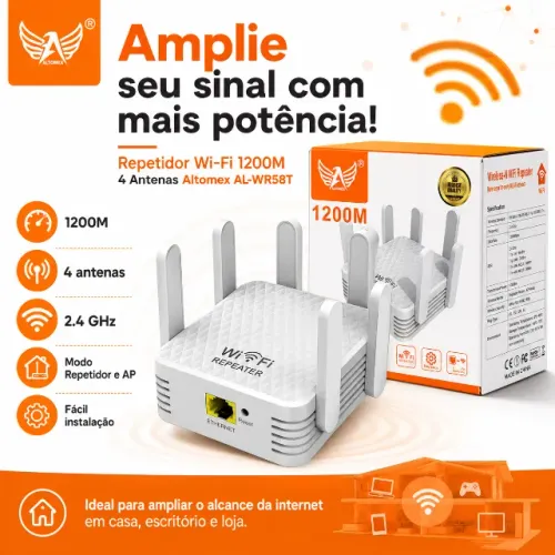 Repetidor Wi-Fi 1200M 4 Antenas Amplificador de Sinal Altomex AL-WR58T