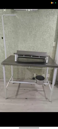 Mesa veterinária com calha