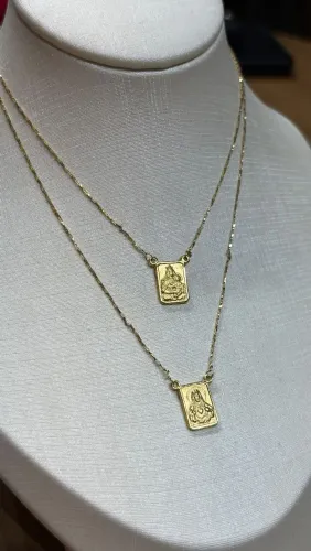 Escapulario, corrente com pingente e pulseira de ouro 18 k