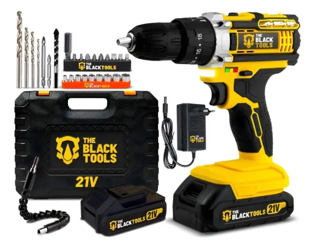 Parafusadeira Furadeira de Impacto The Black Tools Profissional 2 Baterias Com Maleta 