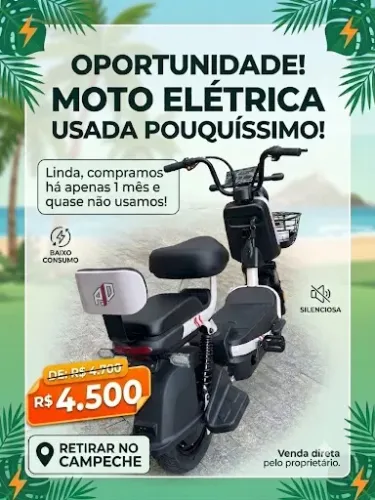 OPORTUNIDADE ÚNICA! MOTO ELÉTRICA COM APENAS 1 MÊS DE USO!