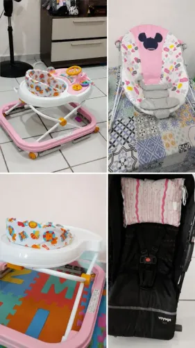 Combo para bebês, tatame, cadeira de descanso, carrinho de bebê e andaja