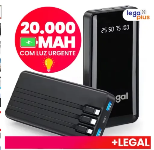 Carregador Portátil 20000mAh Design Único e Compacto Bateria de Grande Duração Para Aventu